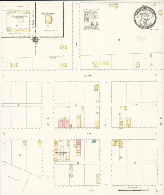Sanborn Fire Insurance Map from Kuna, Ada County, Idaho (1914), Sheet #0001 - Historic Sanborn Fire Insurance Map Print, vintage old map wall art, antique decor, genealogy gift, Idaho Idaho map