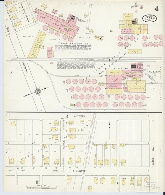 Sanborn Fire Insurance Map from Logan, Hocking County, Ohio (1914), Sheet #0004 - Historic Sanborn Fire Insurance Map Print, vintage old map wall art, antique decor, genealogy gift, Ohio Ohio map