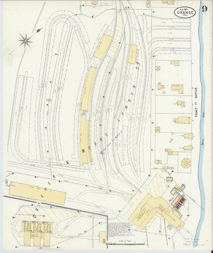 Sanborn Fire Insurance Map from Orange, Orange County, Texas (1904), Sheet #0009 - Historic Sanborn Fire Insurance Map Print, vintage old map wall art, antique decor, genealogy gift, Texas Texas map