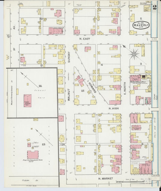 Sanborn Fire Insurance Map from Waverly, Pike County, Ohio (1892), Sheet #0002 - Historic Sanborn Fire Insurance Map Print, vintage old map wall art, antique decor, genealogy gift, Ohio Ohio map
