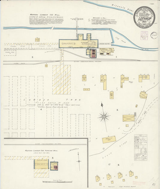 Sanborn Fire Insurance Map from Lothrop, Missoula County, Montana (1902), Sheet #0001 - Historic Sanborn Fire Insurance Map Print, vintage old map wall art, antique decor, genealogy gift, Montana Montana map