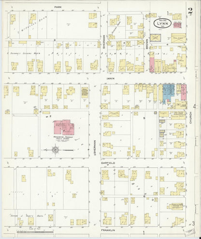 Sanborn Fire Insurance Map from Lynn, Randolph County, Indiana (1912), Sheet #0002 - Historic Sanborn Fire Insurance Map Print, vintage old map wall art, antique decor, genealogy gift, Indiana Indiana map