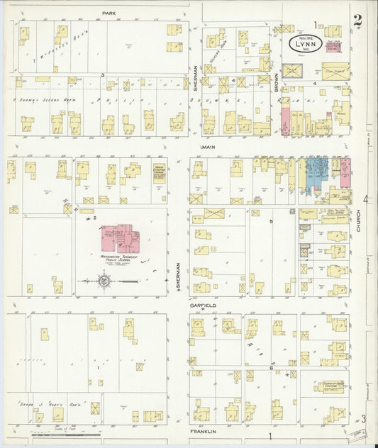 Sanborn Fire Insurance Map from Lynn, Randolph County, Indiana (1912), Sheet #0002 - Historic Sanborn Fire Insurance Map Print, vintage old map wall art, antique decor, genealogy gift, Indiana Indiana map
