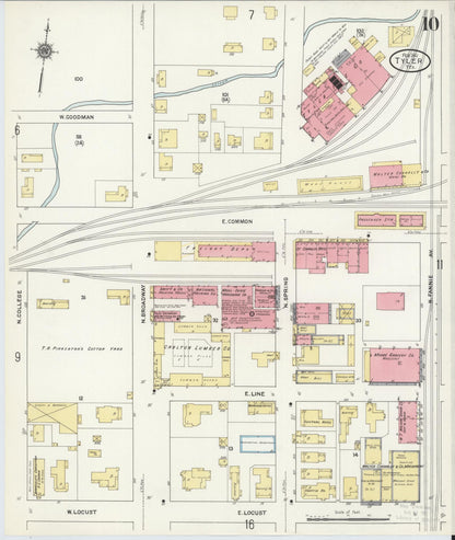 Sanborn Fire Insurance Map from Tyler, Smith County, Texas (1912), Sheet #0010 - Complete Map Set gallery image, historic Sanborn map, vintage wall art, Texas Texas