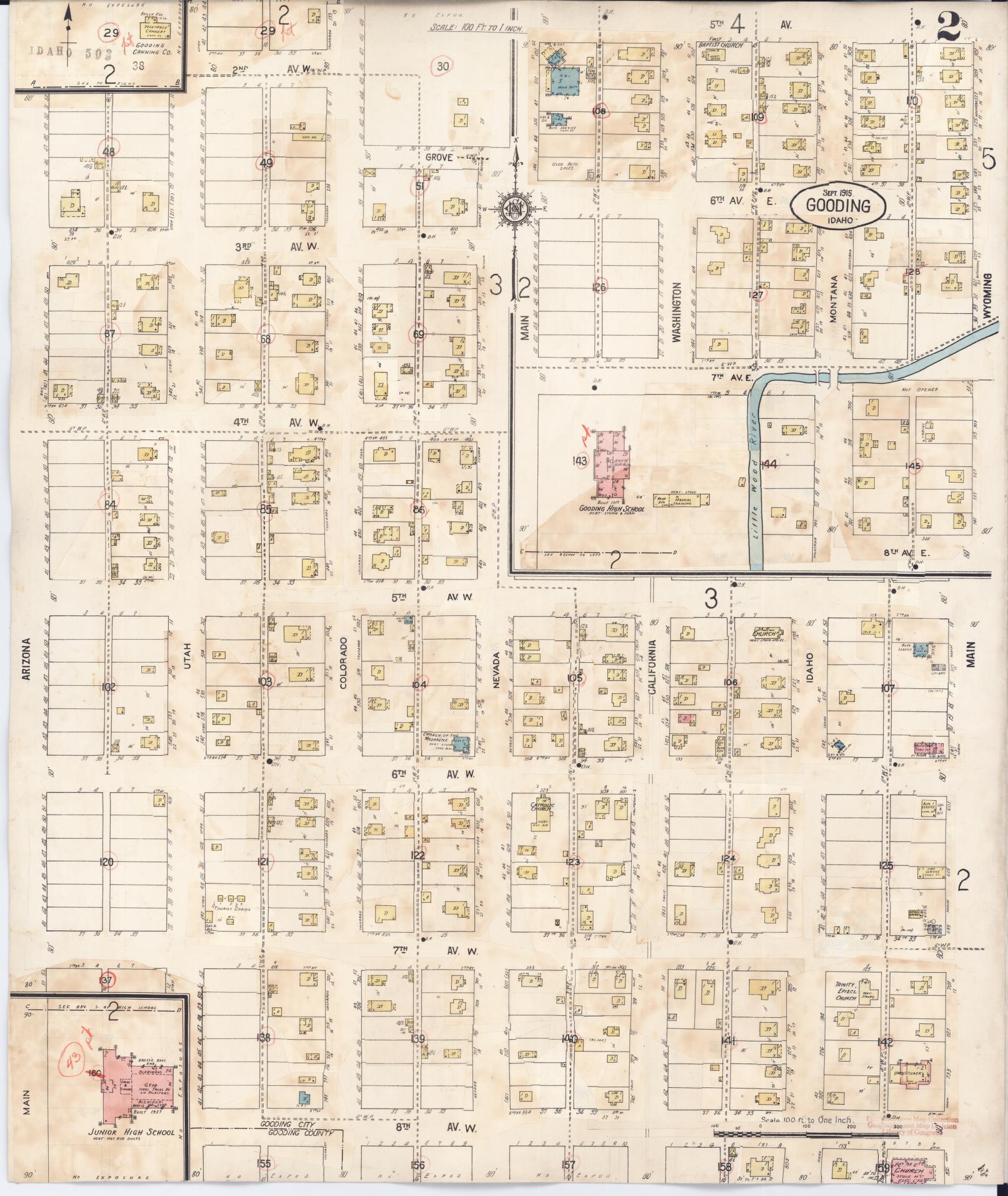 Sanborn Fire Insurance Map from Gooding, Gooding County, Idaho (1941), Sheet #0002 - Complete Map Set gallery image, historic Sanborn map, vintage wall art, Idaho Idaho