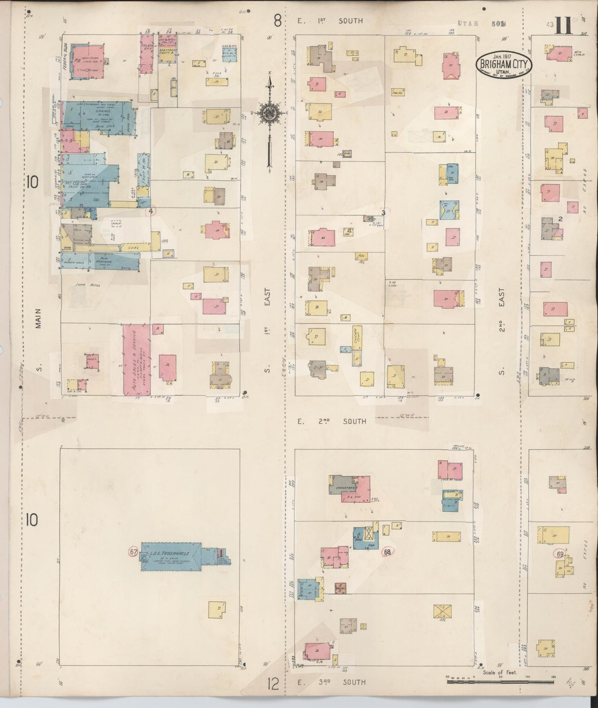 Sanborn Fire Insurance Map from Brigham City, Box Elder County, Utah (1949), Sheet #0011 - Historic Sanborn Fire Insurance Map Print, vintage old map wall art, antique decor, genealogy gift, Utah Utah map