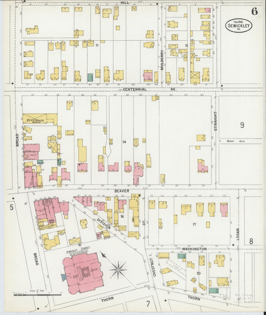 Sanborn Fire Insurance Map from Sewickley, Allegheny County, Pennsylvania (1900), Sheet #0006 - Historic Sanborn Fire Insurance Map Print, vintage old map wall art, antique decor, genealogy gift, Pennsylvania Pennsylvania map