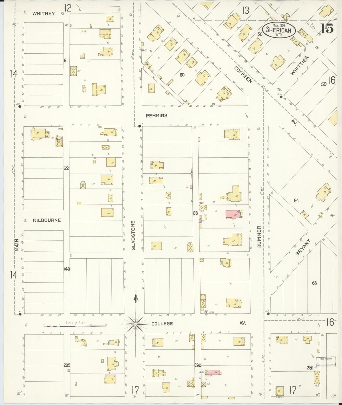 Sanborn Fire Insurance Map from Sheridan, Sheridan County, Wyoming (1903), Sheet #0015 - Historic Sanborn Fire Insurance Map Print, vintage old map wall art, antique decor, genealogy gift, Wyoming Wyoming map