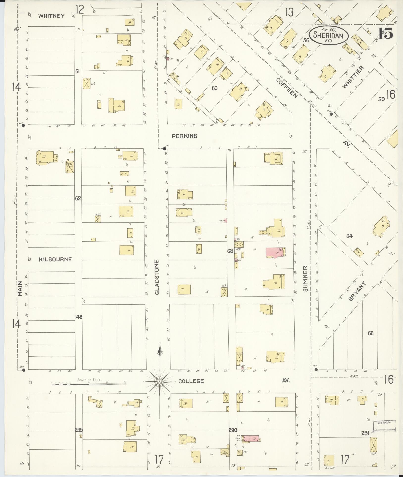 Sanborn Fire Insurance Map from Sheridan, Sheridan County, Wyoming (1903), Sheet #0015 - Historic Sanborn Fire Insurance Map Print, vintage old map wall art, antique decor, genealogy gift, Wyoming Wyoming map
