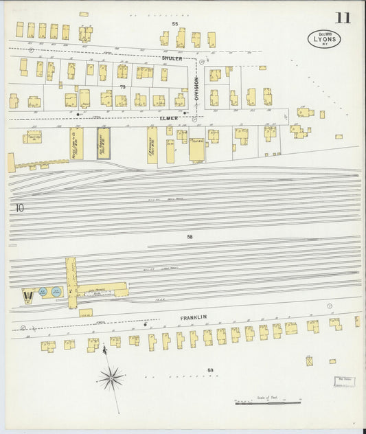Sanborn Fire Insurance Map from Lyons, Wayne County, New York (1899), Sheet #0011 - Historic Sanborn Fire Insurance Map Print, vintage old map wall art, antique decor, genealogy gift, New York New York map