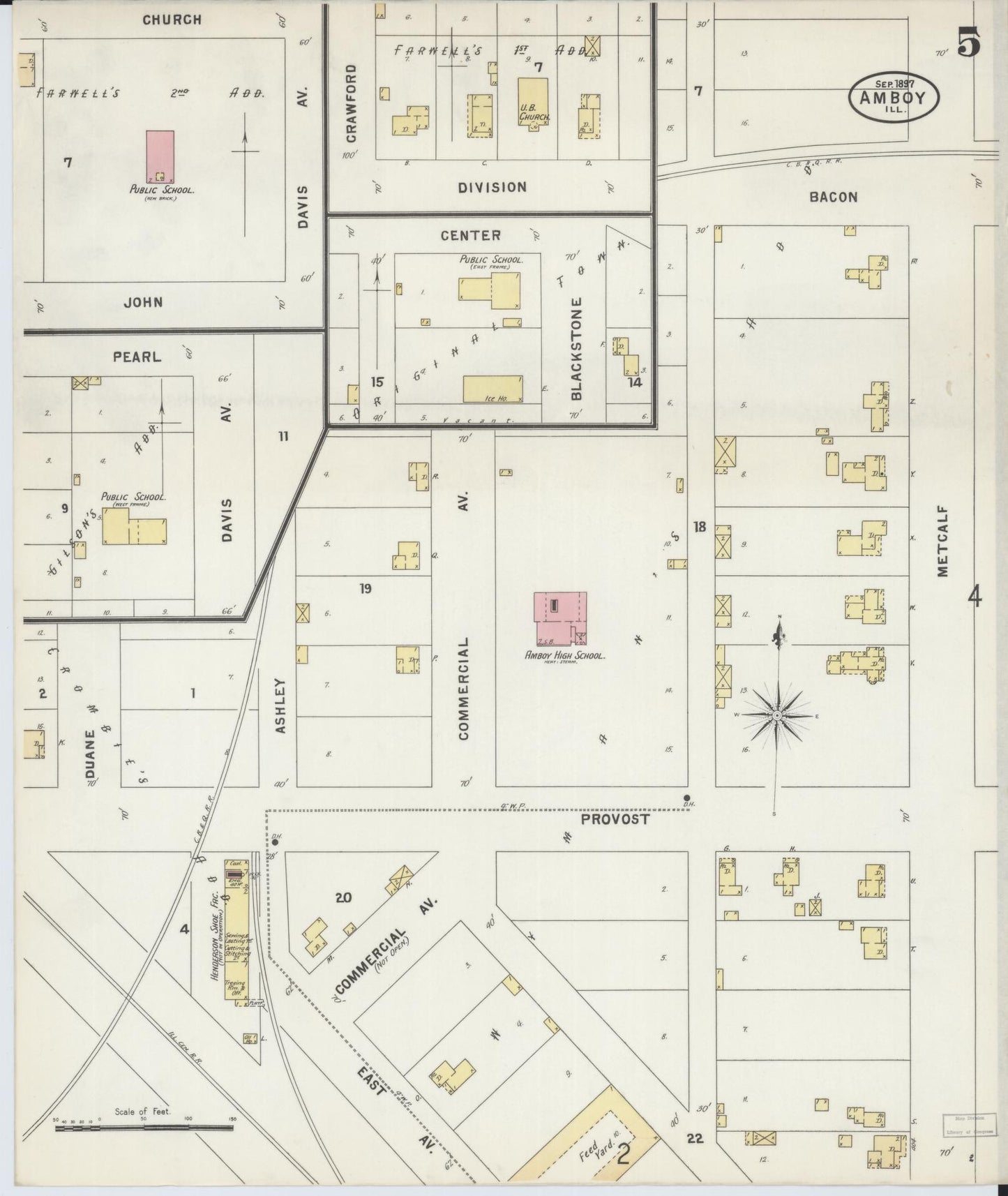Sanborn Fire Insurance Map from Amboy, Lee County, Illinois (1897), Sheet #0005 - Historic Sanborn Fire Insurance Map Print, vintage old map wall art, antique decor, genealogy gift, Illinois Illinois map
