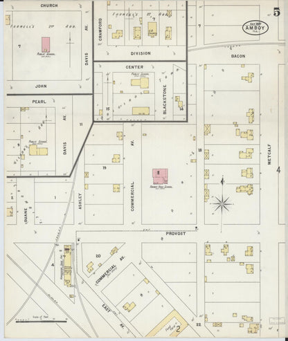 Sanborn Fire Insurance Map from Amboy, Lee County, Illinois (1897), Sheet #0005 - Historic Sanborn Fire Insurance Map Print, vintage old map wall art, antique decor, genealogy gift, Illinois Illinois map