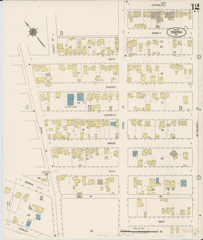 Sanborn Fire Insurance Map from Tonopah, Nye County, Nevada (1917), Sheet #0012 - Complete Map Set gallery image, historic Sanborn map, vintage wall art, Nevada Nevada
