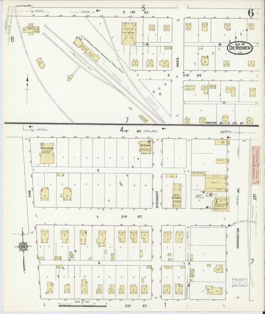 Sanborn Fire Insurance Map from De Ridder, Beauregard Parish, Louisiana (1912), Sheet #0006 - Historic Sanborn Fire Insurance Map Print, vintage old map wall art, antique decor, genealogy gift, Louisiana Louisiana map