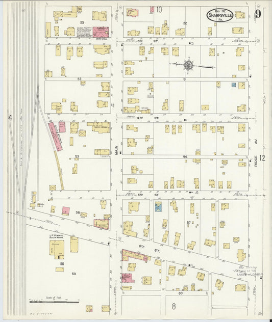 Sanborn Fire Insurance Map from Sharpsville, Mercer County, Pennsylvania (1912), Sheet #0009 - Historic Sanborn Fire Insurance Map Print, vintage old map wall art, antique decor, genealogy gift, Pennsylvania Pennsylvania map