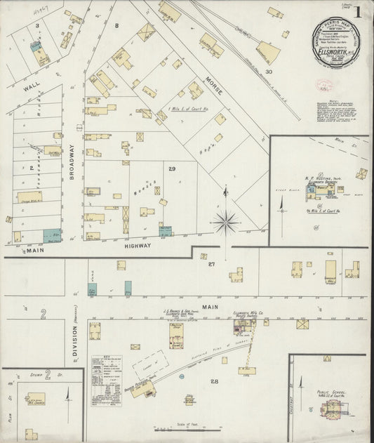 Sanborn Fire Insurance Map from Ellsworth, Pierce County, Wisconsin (1894), Sheet #0001 - Complete Map Set gallery image, historic Sanborn map, vintage wall art, Wisconsin Wisconsin