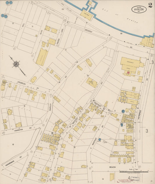 Sanborn Fire Insurance Map from Avalon, Los Angeles County, California (1919), Sheet #0002 - Historic Sanborn Fire Insurance Map Print, vintage old map wall art, antique decor, genealogy gift, California California map