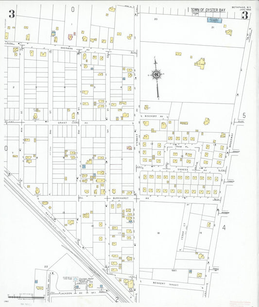 Sanborn Fire Insurance Map from Bethpage, Nassau County, New York (1950), Sheet #0003 - Historic Sanborn Fire Insurance Map Print, vintage old map wall art, antique decor, genealogy gift, New York New York map