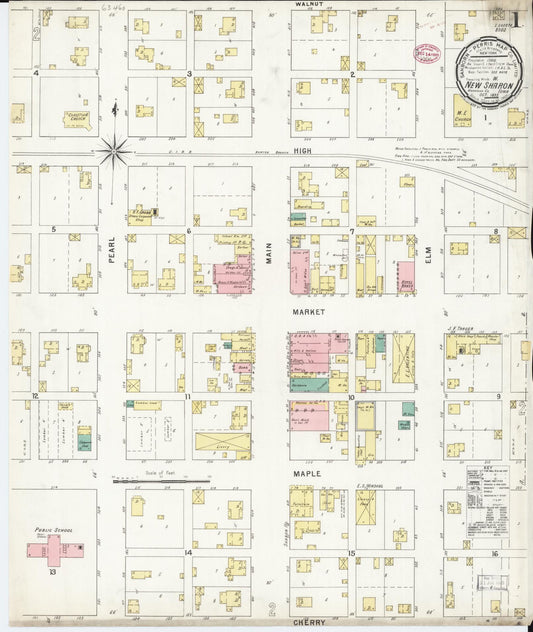 Sanborn Fire Insurance Map from New Sharon, Mahaska County, Iowa (1895), Sheet #0001 - Historic Sanborn Fire Insurance Map Print, vintage old map wall art