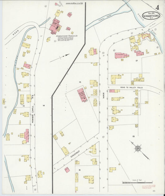 Sanborn Fire Insurance Map from Schaghticoke, Rensselaer County, New York (1911), Sheet #0004 - Historic Sanborn Fire Insurance Map Print, vintage old map wall art, antique decor, genealogy gift, New York New York map