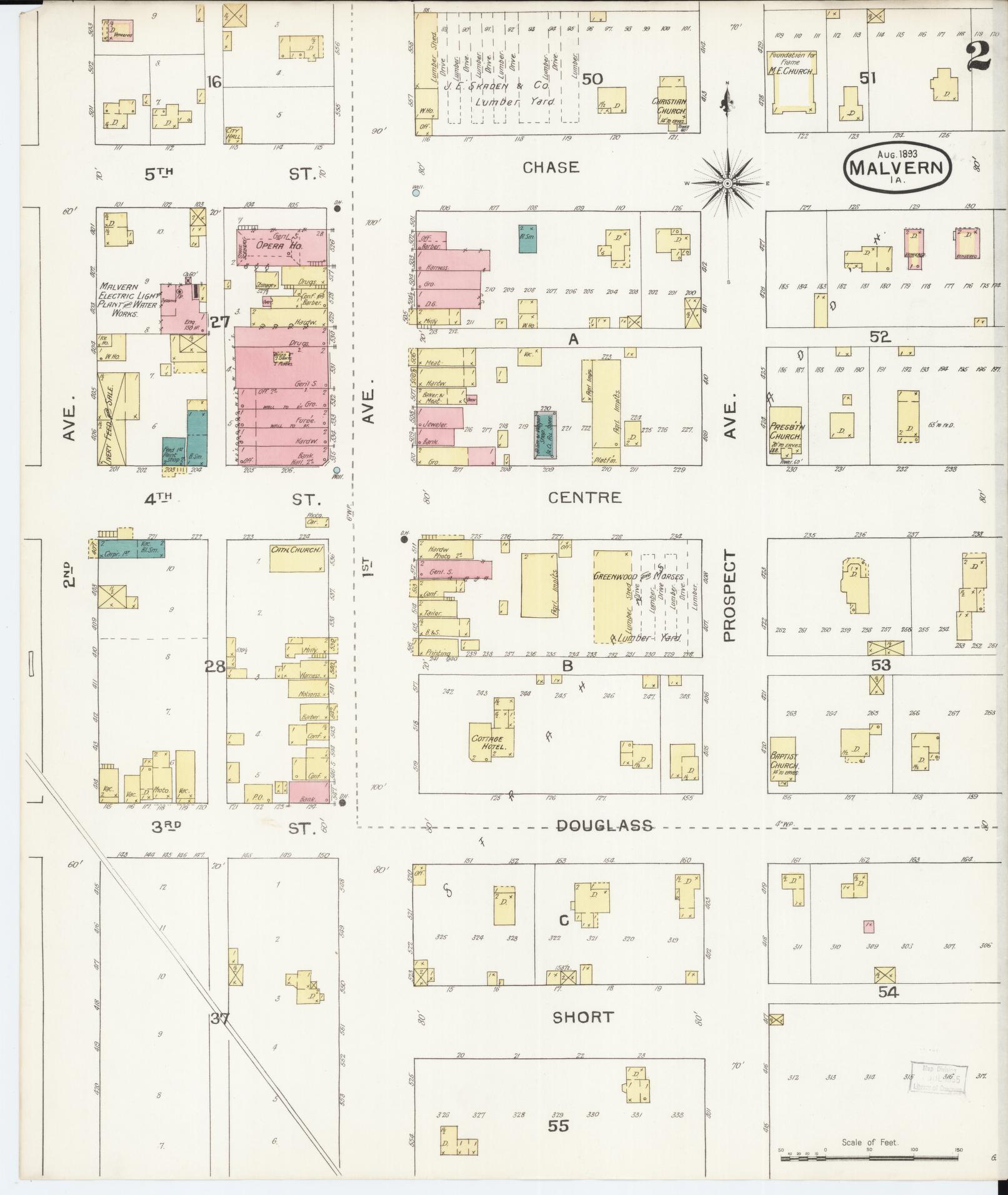 Sanborn Fire Insurance Map from Malvern, Mills County, Iowa (1893), Sheet #0002 - Historic Sanborn Fire Insurance Map Print