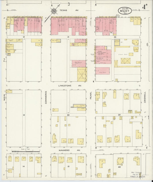 Sanborn Fire Insurance Map from Mart, McLennan County, Texas (1915), Sheet #0004 - Historic Sanborn Fire Insurance Map Print, vintage old map wall art, antique decor, genealogy gift, Texas Texas map