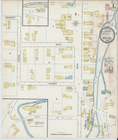 Sanborn Fire Insurance Map from Marlborough, Cheshire County, New Hampshire (1892), Sheet #0001 - Complete Map Set gallery image, historic Sanborn map, vintage wall art, New Hampshire New Hampshire