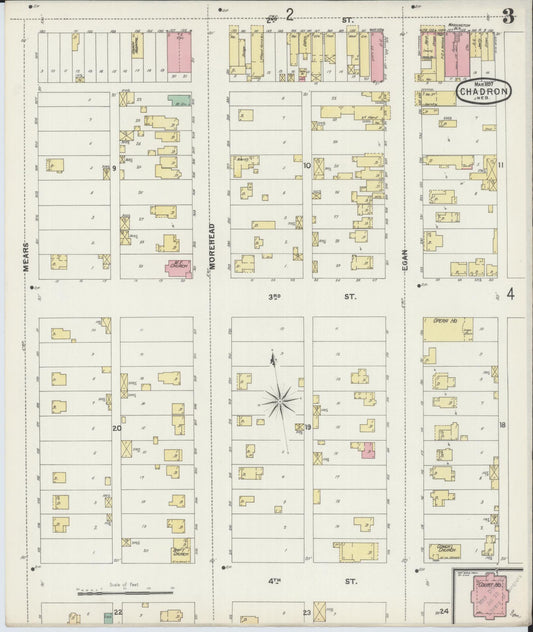 Sanborn Fire Insurance Map from Chadron, Dawes County, Nebraska (1897), Sheet #0003 - Historic Sanborn Fire Insurance Map Print, vintage old map wall art, antique decor, genealogy gift, Nebraska Nebraska map
