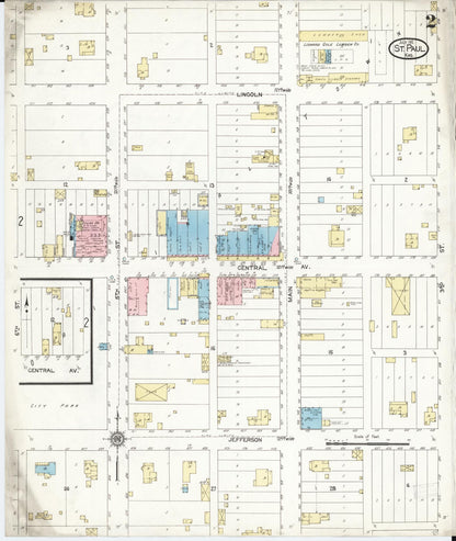 Sanborn Fire Insurance Map from Saint Paul, Neosho County, Kansas (1912), Sheet #0002 - Complete Map Set gallery image, historic Sanborn map, vintage wall art, Kansas Kansas