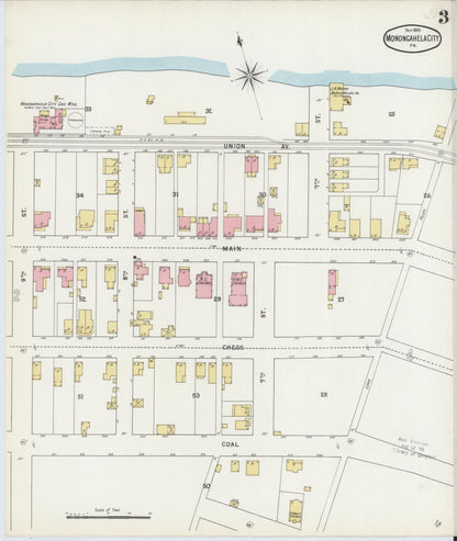 Sanborn Fire Insurance Map from Monongahela City, Washington County, Pennsylvania (1895), Sheet #0003 - Complete Map Set gallery image, historic Sanborn map, vintage wall art, Pennsylvania Pennsylvania