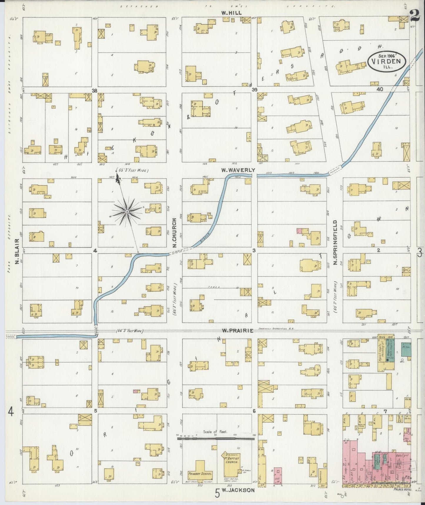 Sanborn Fire Insurance Map from Virden, Macoupin County, Illinois (1906), Sheet #0002 - Historic Sanborn Fire Insurance Map Print, vintage old map wall art, antique decor, genealogy gift, Illinois Illinois map