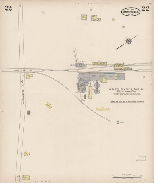 Sanborn Fire Insurance Map from Martinsburg, Berkeley County, West Virginia (1922), Sheet #0022 - Historic Sanborn Fire Insurance Map Print, vintage old map wall art, antique decor, genealogy gift, West Virginia West Virginia map