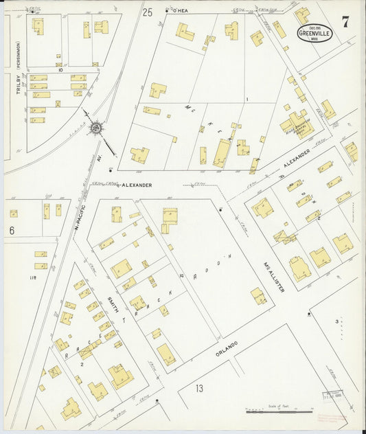 Sanborn Fire Insurance Map from Greenville, Washington County, Mississippi (1915), Sheet #0007 - Historic Sanborn Fire Insurance Map Print, vintage old map wall art, antique decor, genealogy gift, Mississippi Mississippi map