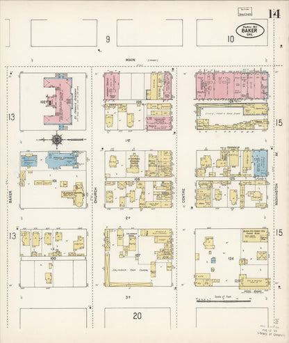 Sanborn Fire Insurance Map from Baker, Baker County, Oregon (1911), Sheet #0014 - Complete Map Set gallery image, historic Sanborn map, vintage wall art, Oregon Oregon