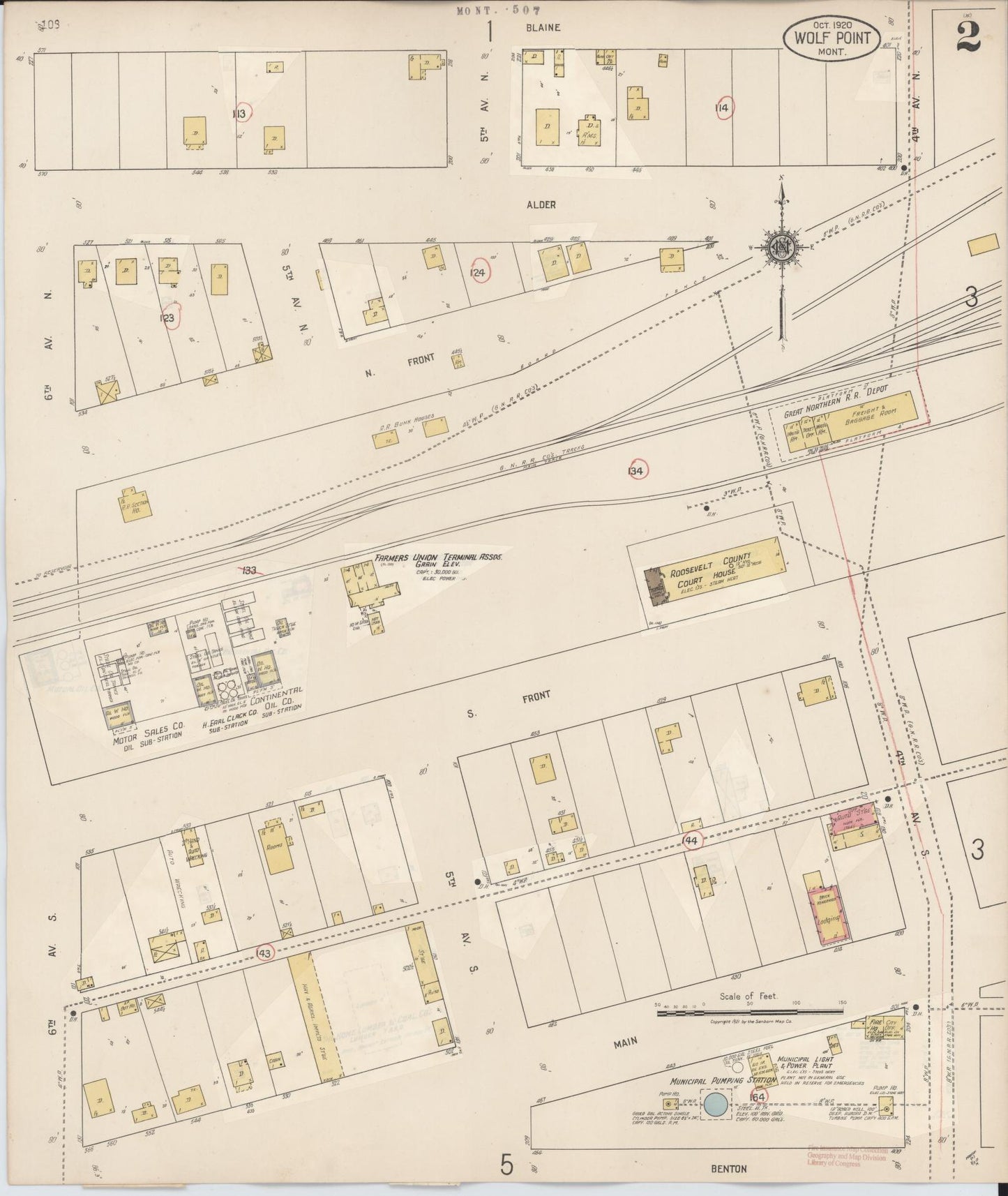 Sanborn Fire Insurance Map from Wolf Point, Roosevelt County, Montana (1930), Sheet #0002 - Complete Map Set gallery image, historic Sanborn map, vintage wall art, Montana Montana