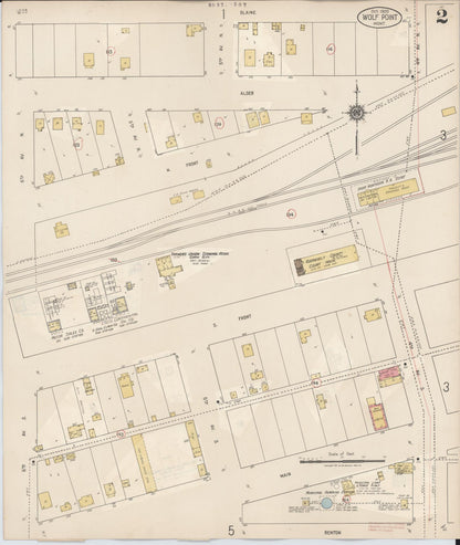 Sanborn Fire Insurance Map from Wolf Point, Roosevelt County, Montana (1930), Sheet #0002 - Complete Map Set gallery image, historic Sanborn map, vintage wall art, Montana Montana