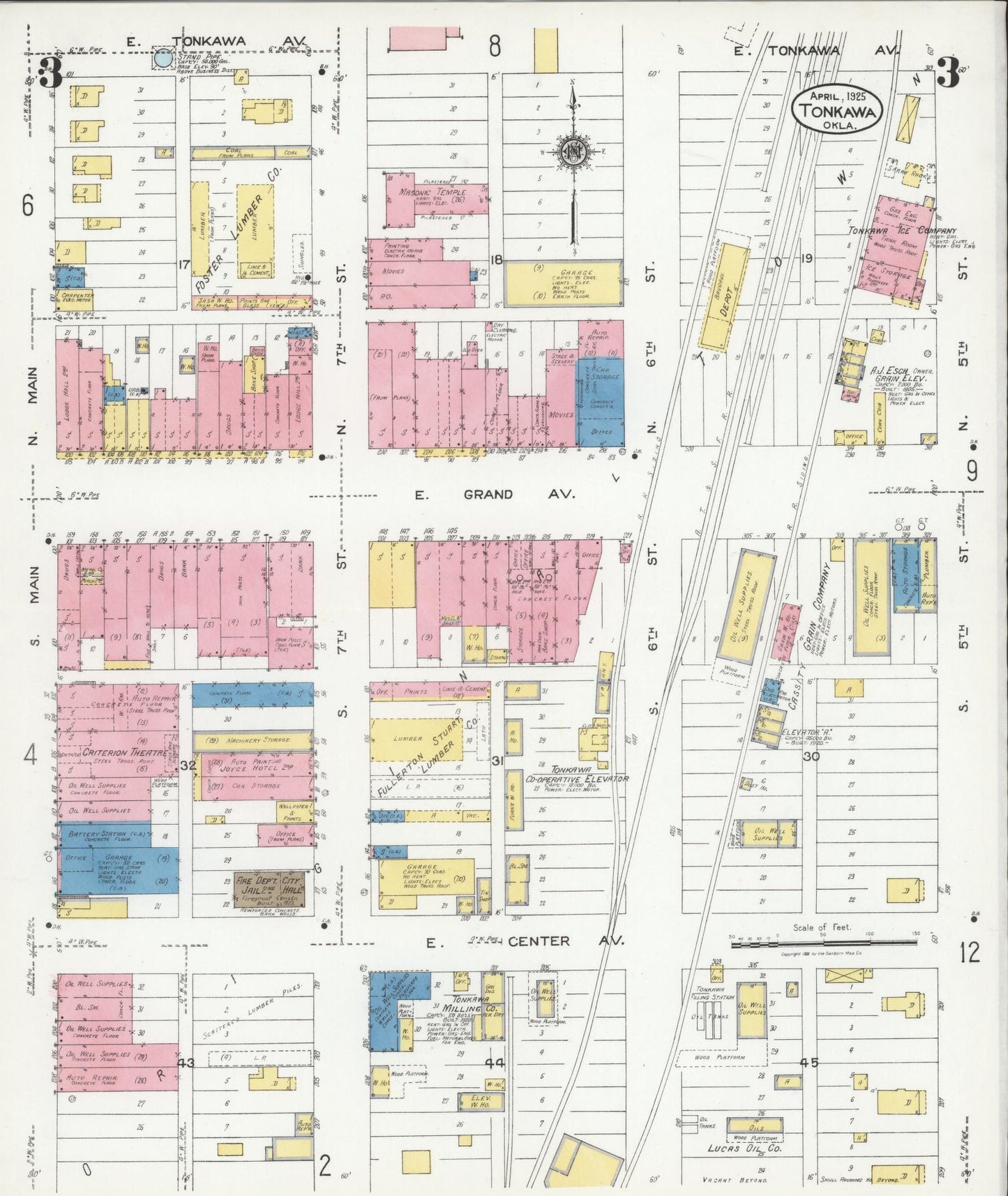 Sanborn Fire Insurance Map from Tonkawa, Kay County, Oklahoma (1925), Sheet #0003 - Complete Map Set gallery image, historic Sanborn map, vintage wall art, Oklahoma Oklahoma