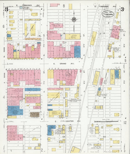 Sanborn Fire Insurance Map from Tonkawa, Kay County, Oklahoma (1925), Sheet #0003 - Complete Map Set gallery image, historic Sanborn map, vintage wall art, Oklahoma Oklahoma