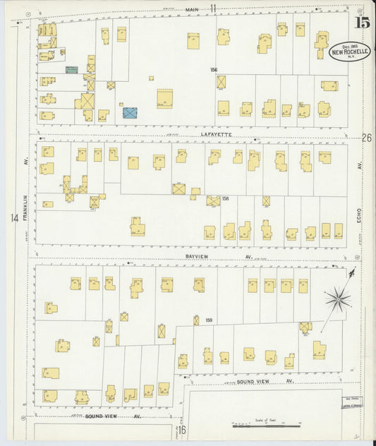 Sanborn Fire Insurance Map from New Rochelle, Westchester County, New York (1903), Sheet #0015 - Historic Sanborn Fire Insurance Map Print, vintage old map wall art, antique decor, genealogy gift, New York New York map