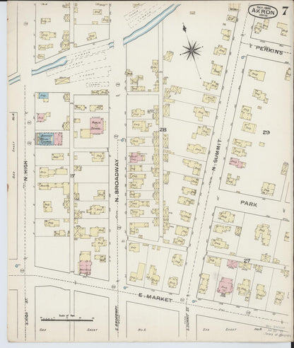 Sanborn Fire Insurance Map from Akron, Summit County, Ohio (1886), Sheet #0007 - Complete Map Set gallery image, historic Sanborn map, vintage wall art, Ohio Ohio