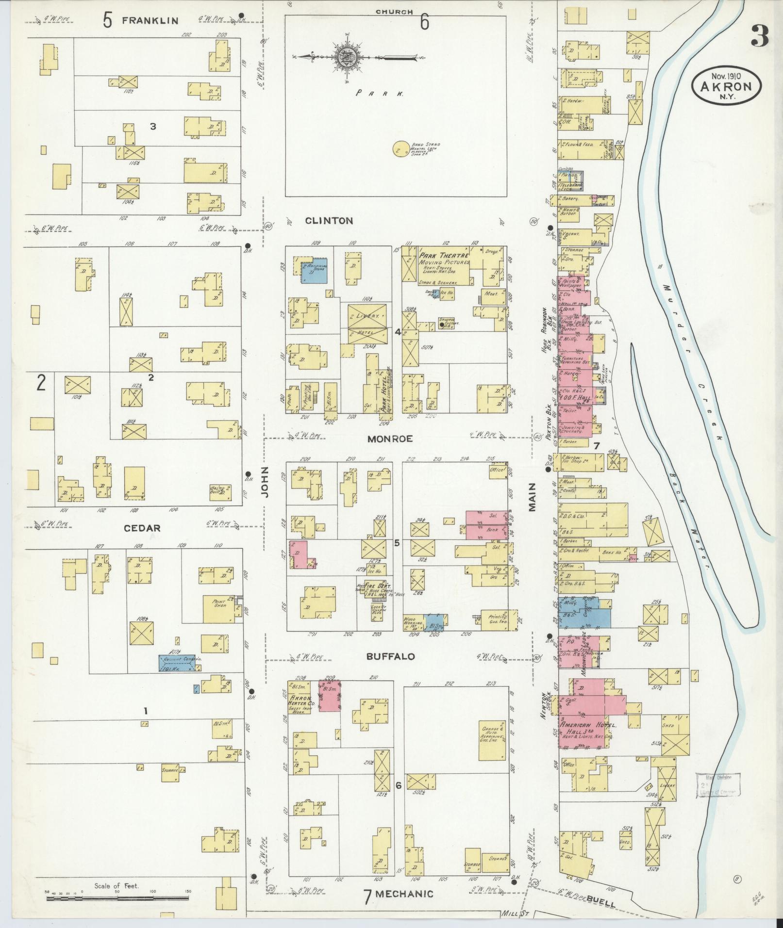 Sanborn Fire Insurance Map from Akron, Erie County, New York (1910), Sheet #0003 - Complete Map Set gallery image, historic Sanborn map, vintage wall art, New York New York
