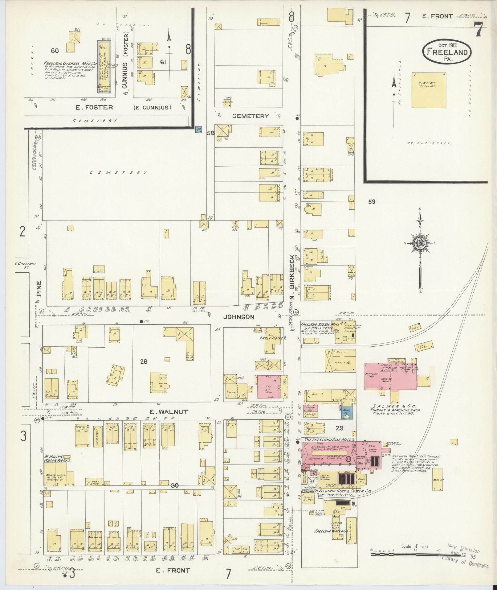 Sanborn Fire Insurance Map from Freeland, Luzerne County, Pennsylvania (1912), Sheet #0007 - Historic Sanborn Fire Insurance Map Print, vintage old map wall art, antique decor, genealogy gift, Pennsylvania Pennsylvania map