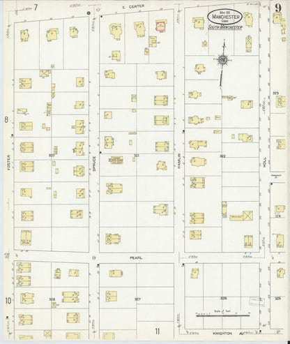 Sanborn Fire Insurance Map from Manchester, Hartford County, Connecticut (1911), Sheet #0009 - Complete Map Set gallery image, historic Sanborn map, vintage wall art, Connecticut Connecticut