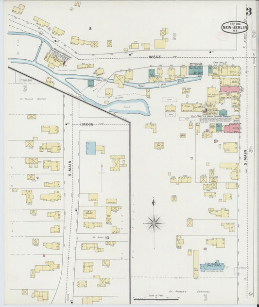 Sanborn Fire Insurance Map from New Berlin, Chenango County, New York (1894), Sheet #0003 - Historic Sanborn Fire Insurance Map Print, vintage old map wall art, antique decor, genealogy gift, New York New York map