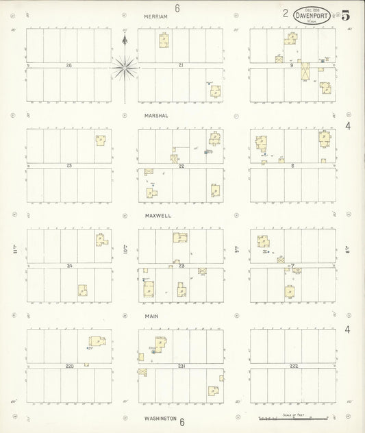 Sanborn Fire Insurance Map from Davenport, Lincoln County, Washington (1898), Sheet #0005 - Historic Sanborn Fire Insurance Map Print, vintage old map wall art, antique decor, genealogy gift, Washington Washington map