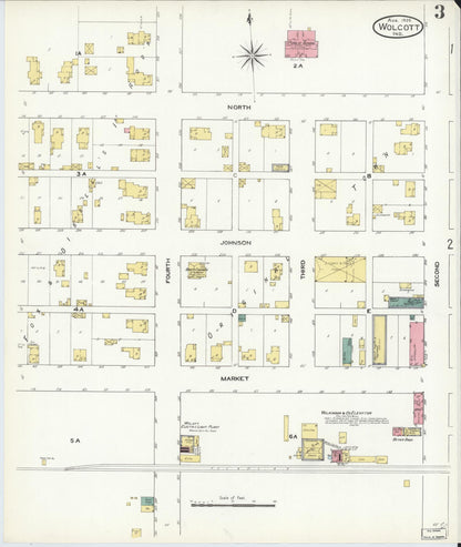 Sanborn Fire Insurance Map from Wolcott, White County, Indiana (1909), Sheet #0003 - Complete Map Set gallery image, historic Sanborn map, vintage wall art, Indiana Indiana