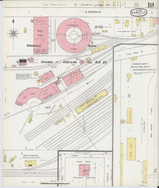 Sanborn Fire Insurance Map from Danville, Vermilion County, Illinois (1895), Sheet #0019 - Historic Sanborn Fire Insurance Map Print, vintage old map wall art, antique decor, genealogy gift, Illinois Illinois map