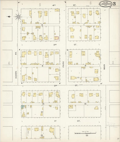 Sanborn Fire Insurance Map from La Grande, Union County, Oregon (1893), Sheet #0003 - Complete Map Set gallery image, historic Sanborn map, vintage wall art, Oregon Oregon