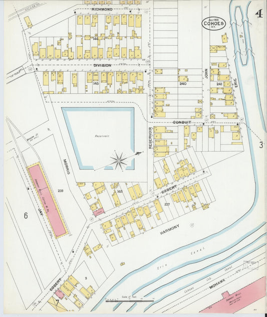Sanborn Fire Insurance Map from Cohoes, Albany County, New York (1902), Sheet #0004 - Historic Sanborn Fire Insurance Map Print, vintage old map wall art, antique decor, genealogy gift, New York New York map