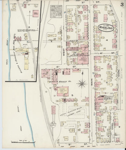 Sanborn Fire Insurance Map from Wheeling, Ohio County, West Virginia (1884), Sheet #0003 - Complete Map Set gallery image, historic Sanborn map, vintage wall art, West Virginia West Virginia